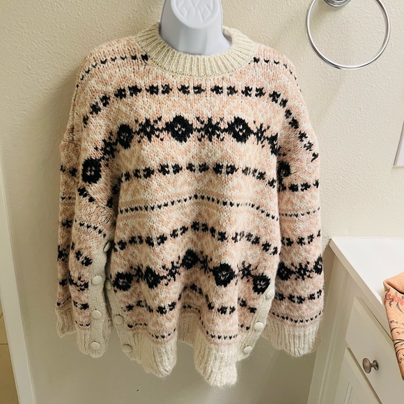 ZARA JACQUARD KNIT SWEATER WITH SIDE VENTS - Picture 6 of 12